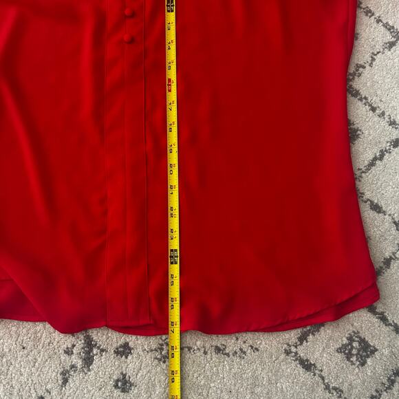 Womens Express Red long sleeve V neck blouse flowy Career Work Holiday Party - Picture 7 of 8